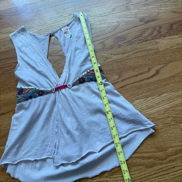 Free People Y2K boho free spirit festival low cut tank top S - Picture 6 of 10